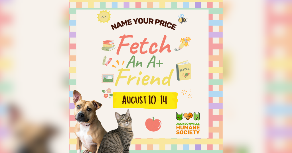 Name your adoption fee during JHS's Fetch an A+ Friend Adoption Event!